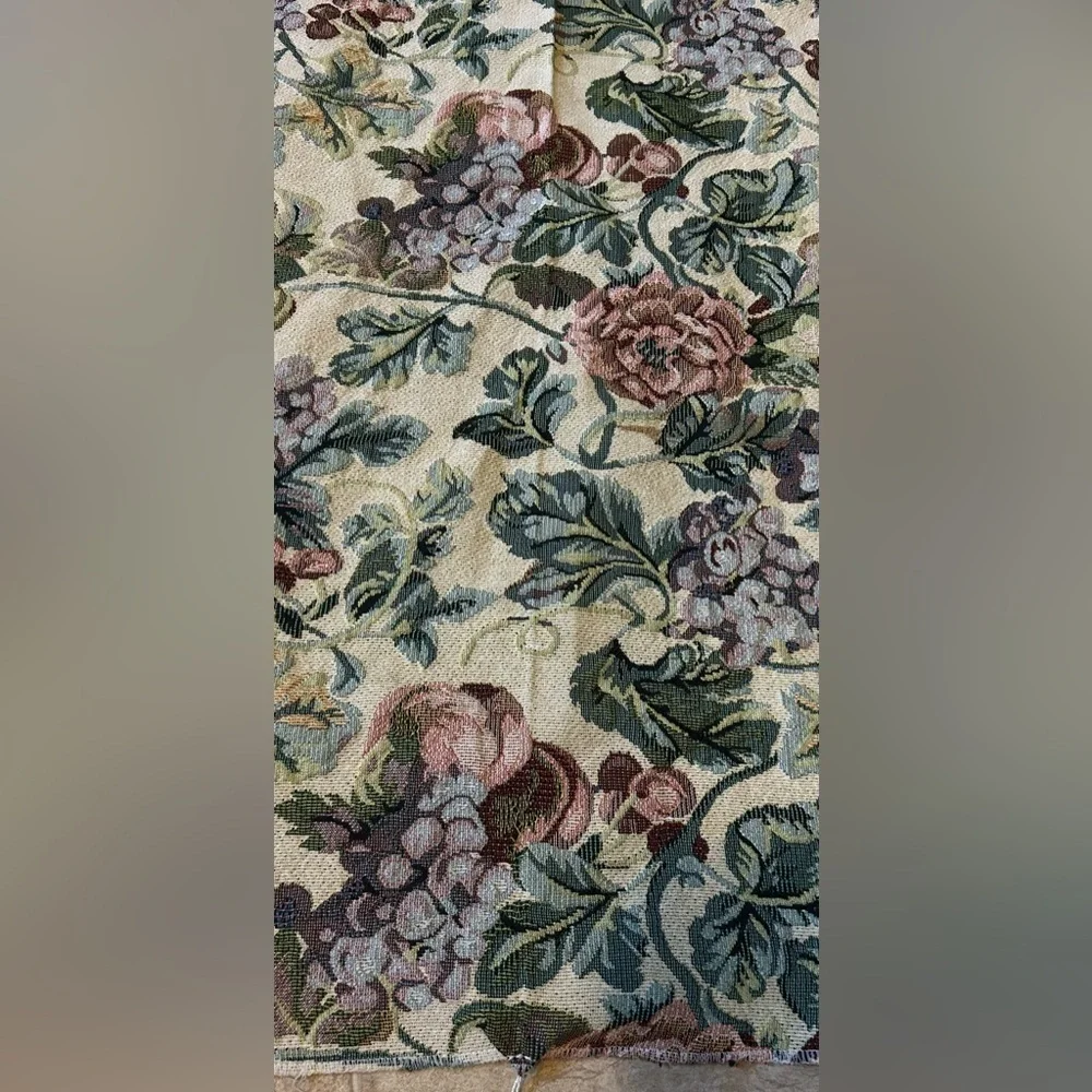 Vintage Floral Tapestry Panel Botanical Jacquard Wall Hanging Cottagecore Decor